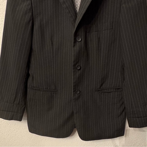 Men's J. Ferrar Black Pinstripe Blazer Suit Jacket - Picture 4 of 14